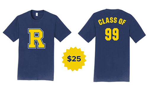 Graphic illustration of Meliora t-shirt for class of 2025